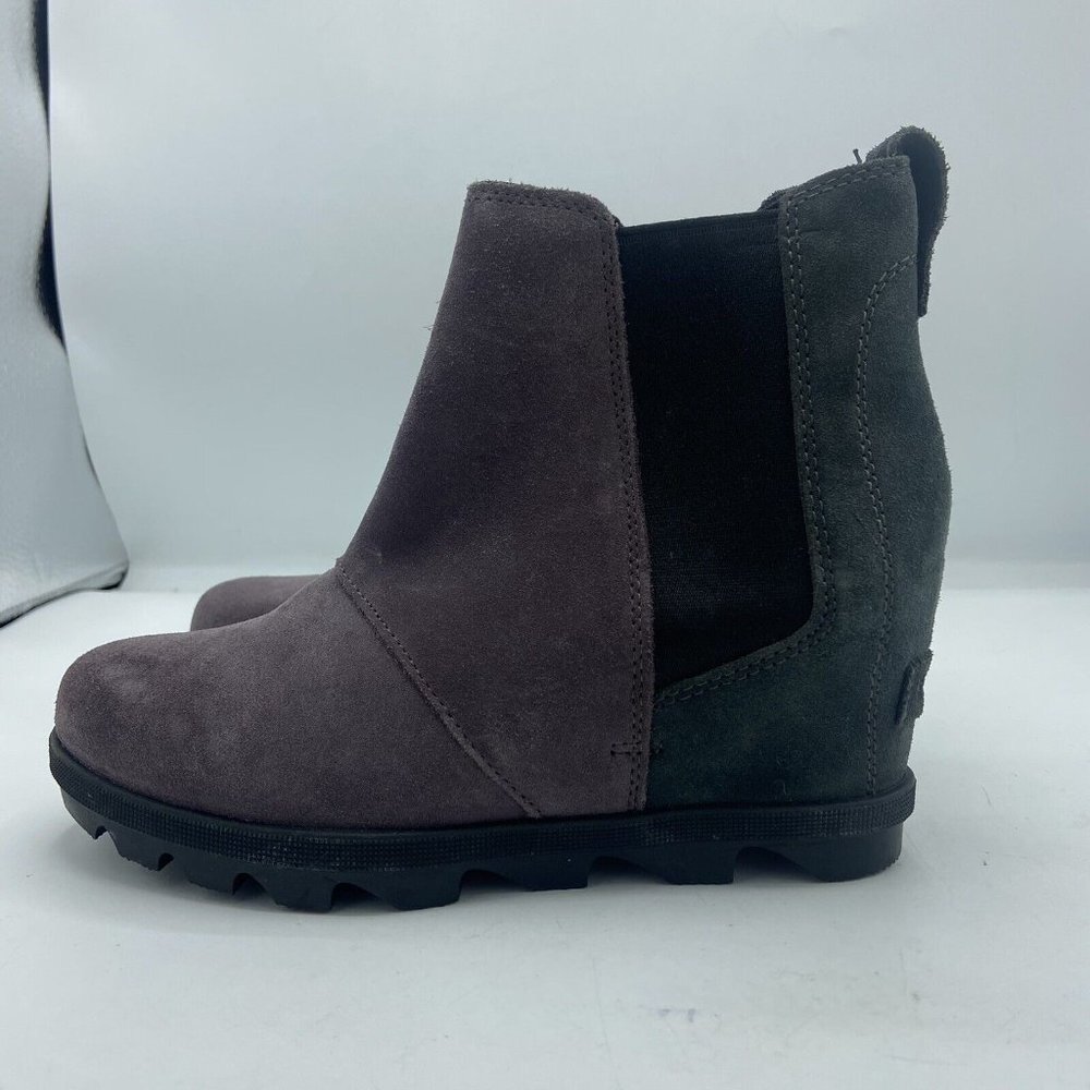 Sorel Joan of Arctic Wedge II Women’s 7 EUR 38 Chelsea Booties Purple Sage Suede - Picture 2 of 7
